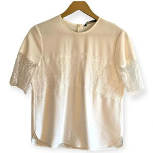 Zara Woman White Blouse Lace Detail